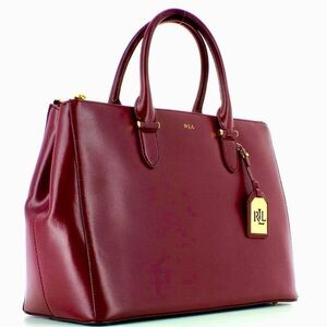 Ralph Lauren Red Leather Tote with Structured Design